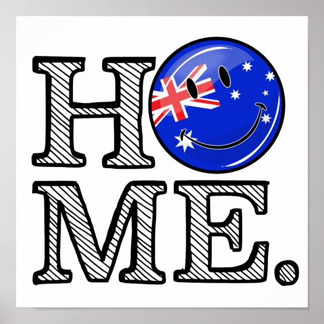 Póster Sonriente Bandera Australiana Calentamiento de hog (Frente)
