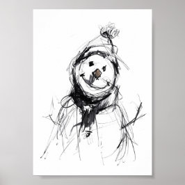 Póster Sonriente feliz hombre de nieve