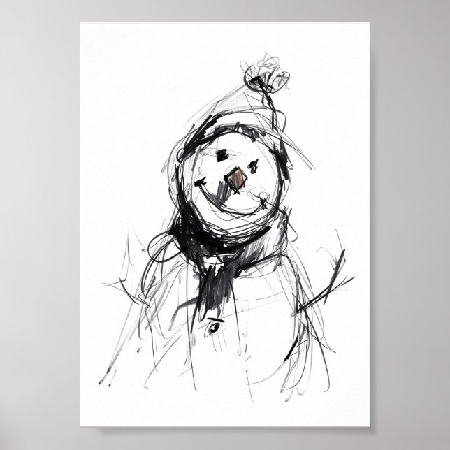 Póster Sonriente feliz hombre de nieve (Frente)
