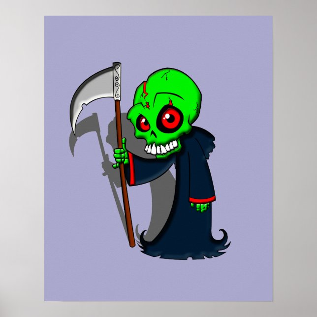 Póster Sonriente Grim Reaper Ilustracion de Guay espeluzn (Frente)