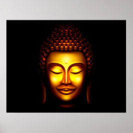 Póster Sonriente Lord Buddha Gold y Black