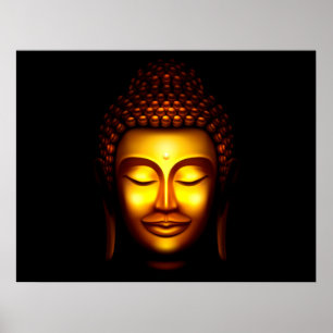 Póster Sonriente Lord Buddha Gold y Black