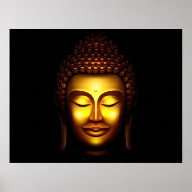 Póster Sonriente Lord Buddha Gold y Black (Frente)