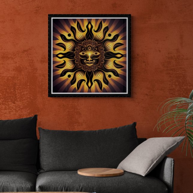 Póster Sonriente Oro Mandala Sun AI Art (Subido por el creador)