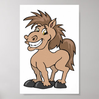 Póster Sonriente Personalizado Pony Silly Horse Equine Te