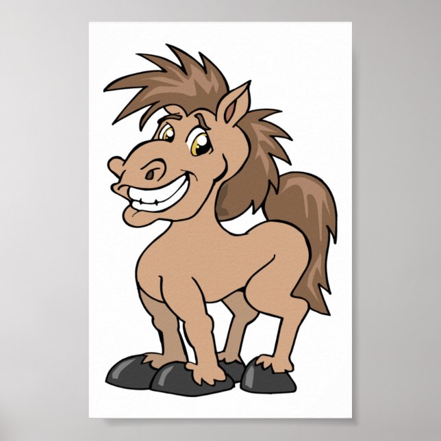 Póster Sonriente Personalizado Pony Silly Horse Equine Te (Frente)