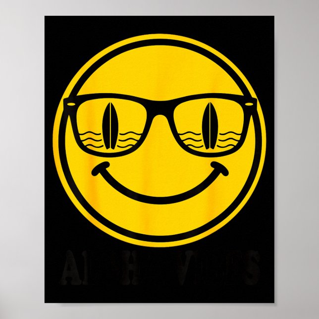 Póster Sonrisa de surf aloha gafas de sol reflejo de tabl (Frente)