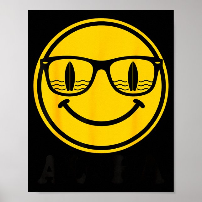 Póster Sonrisa de surf aloha gafas de sol reflejo de tabl (Frente)