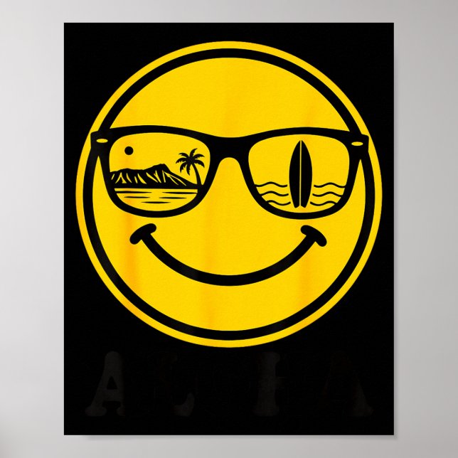Póster Sonrisa de surf aloha gafas de sol reflejo de tabl (Frente)