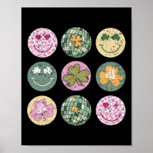 Póster Sonrisa de trébol Cara Disco Ll Retro Groovy St Pa