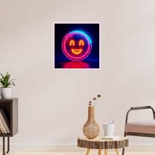 Póster Sonrisa Neon: Diseño de brillo feliz brillante