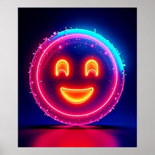 Póster Sonrisa Neon: Diseño de brillo feliz brillante