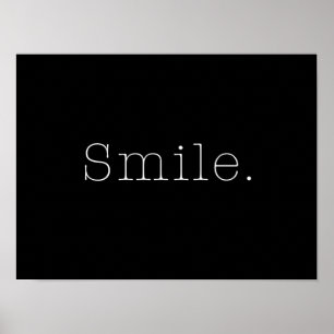 Póster Sonrisa. Plantilla blanco y negro de la cita de la
