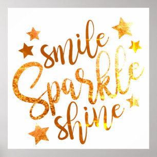 Póster Sonrisa Sparkle Shine White Gold Poster