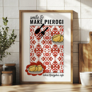 Póster Sonrisa y hacer Pierogi - estilo Babcia [NOMBRE PE