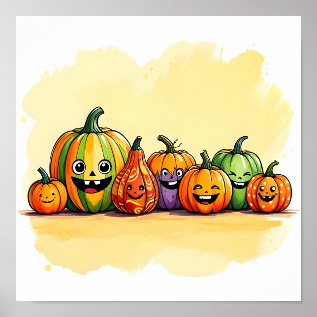 Póster Sonrisas de parche de calabaza (Frente)