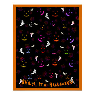 Póster Sonrisas espeluznantes Fantasmas y calabazas de ne