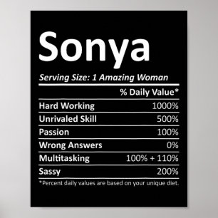 Póster Sonya Nutrition Personalized Name Funny Navidades