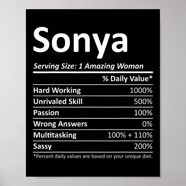 Póster Sonya Nutrition Personalized Name Funny Navidades (Frente)