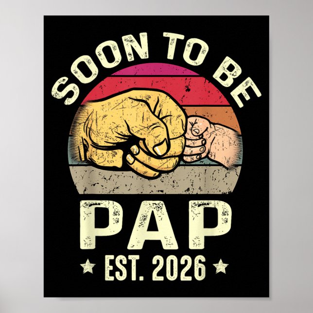 Póster Soon To Be Pap Est 2026 For New Papa Funny Fathers (Frente)