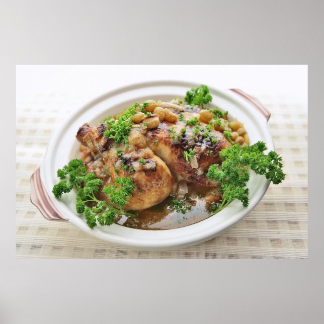 Póster Sopa de pollo servida hermosamente (Frente)