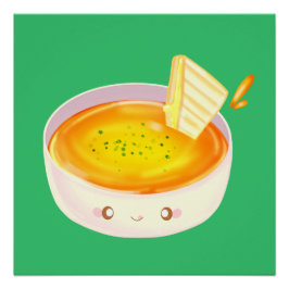 Póster Sopa De Tomate Y Sándwich De Queso A La Parrilla