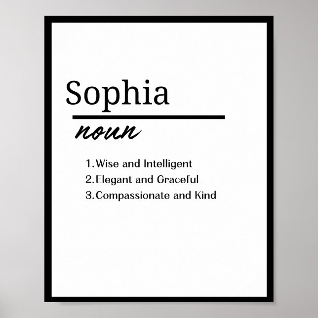 Póster Sophia, definición de nombre personalizado Chica (Frente)