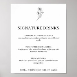 Póster Sophia Simple Signature Drinks Wedding Sign