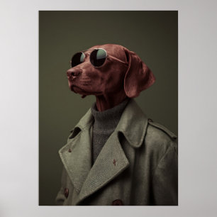 Póster Sophisticated Vizsla in Trench Coat – Elegant