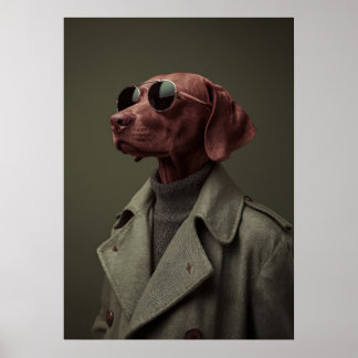 Póster Sophisticated Vizsla in Trench Coat – Elegant
