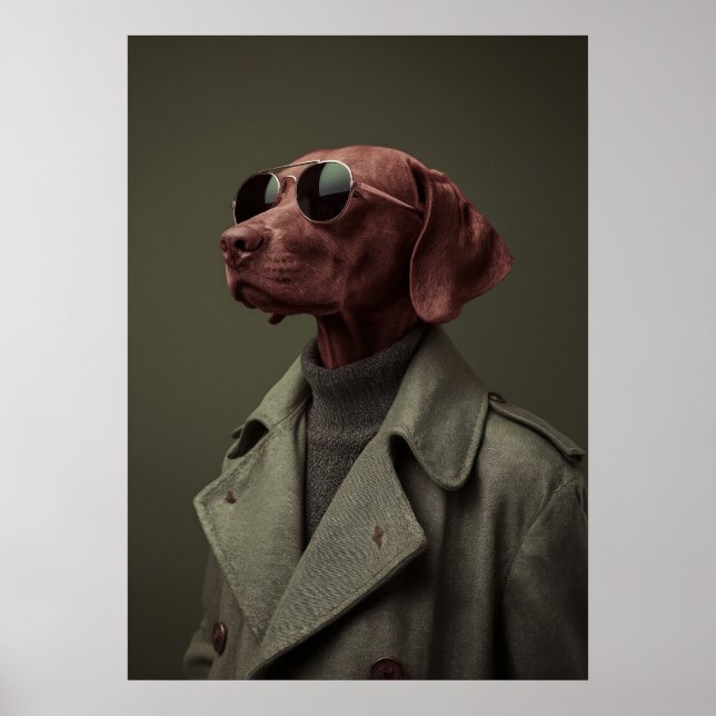 Póster Sophisticated Vizsla in Trench Coat – Elegant (Frente)