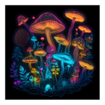 Soplo de hongo psicodélico en Poster oscuro