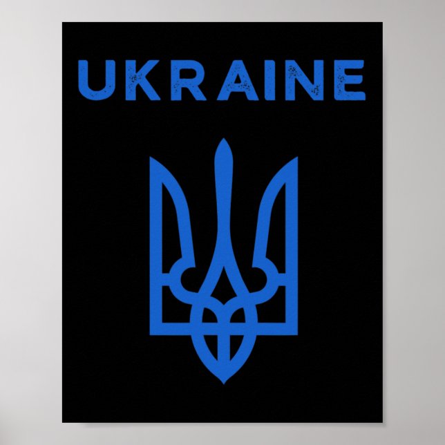 Póster Soporte a Ucrania Tridente Bandera Ucraniana Tryzu (Frente)