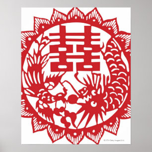 Póster Soporte afortunado del modelo para la felicidad