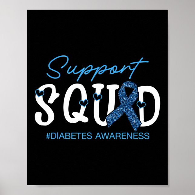 Póster Soporte de Cáncer de Diabetes de Cinta Azul con Co (Frente)