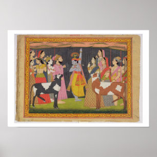 Póster Soporte de elevación Govardhana de Krishna, del