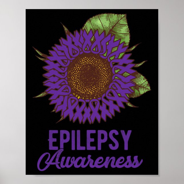 Póster Soporte de Epilepsia de Cinta de Girasol Púrpura (Frente)