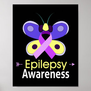 Póster Soporte de Epilepsia de Cinta Púrpura de Mariposa