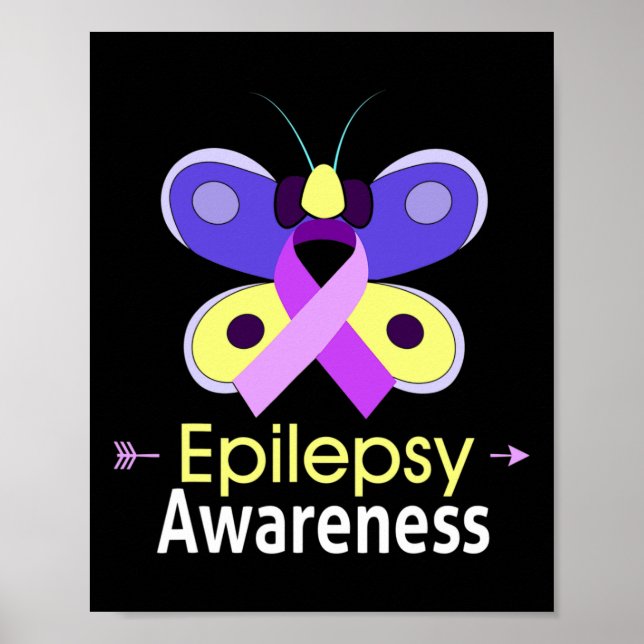 Póster Soporte de Epilepsia de Cinta Púrpura de Mariposa (Frente)