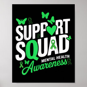 Póster Soporte de Salud Mental de Cinta Verde de Mariposa