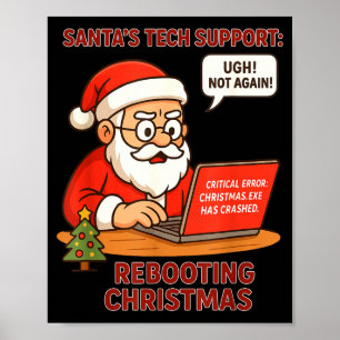 Póster Soporte de Santa Reinicia Humor Tecnología Computa