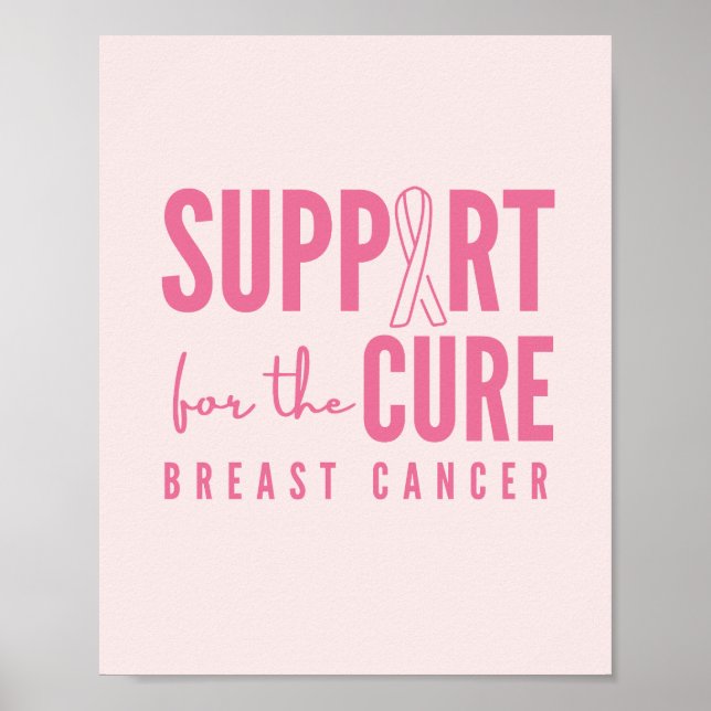 Póster soporte para cáncer de mama cura Poster rosa (Frente)