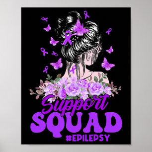 Póster Soporte Squad Messy Bun Mariposa Cinta Púrpura Ep