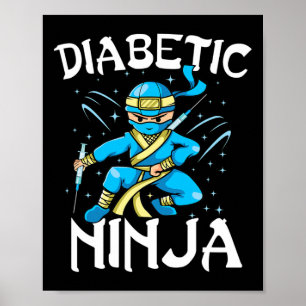 Póster Soporte T1d Diabetic Ninja Type 1 Diabetes Awarene