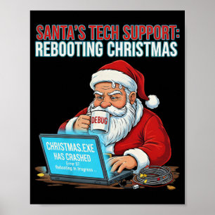 Póster Soporte técnico de Santa reiniciando la Navidad Di