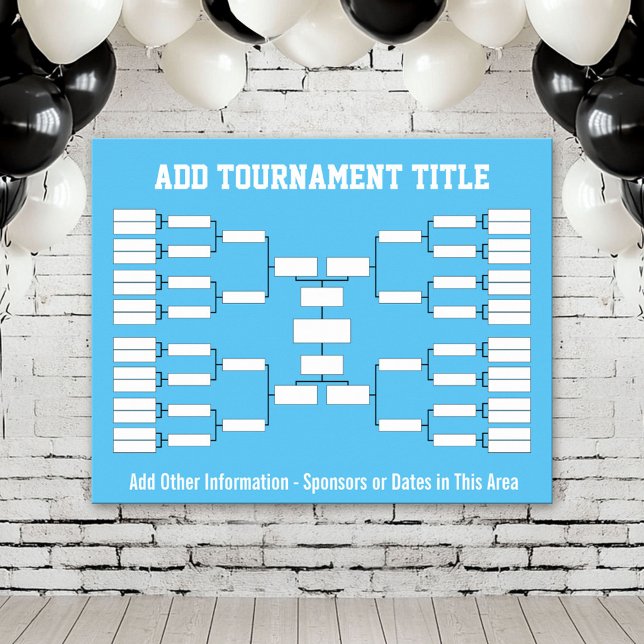 Póster Soportes de torneo deportivo - equipos Blue 32 (Custom Tournament Bracket Poster)