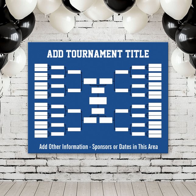 Póster Soportes de torneo deportivo - equipos Blue 32 (Custom Tournament Bracket Poster)