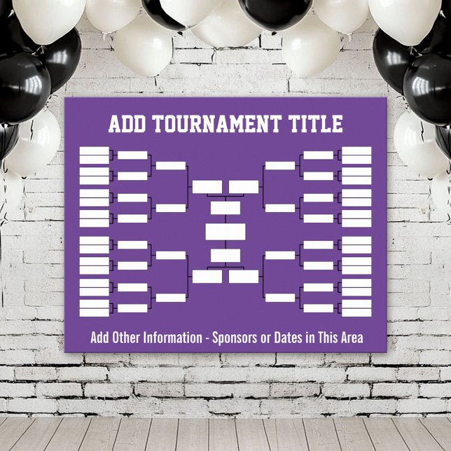 Póster Soportes de Torneo Deportivo - Equipos Purple 32 (Custom Tournament Bracket Poster)