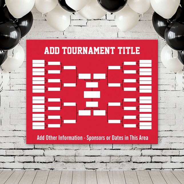 Póster Soportes de Torneo Deportivo - equipos Red 32 (Custom Tournament Bracket Poster)