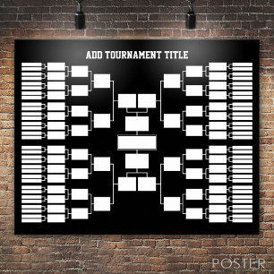 Póster Soportes de torneo deportivo para 64 equipos negro